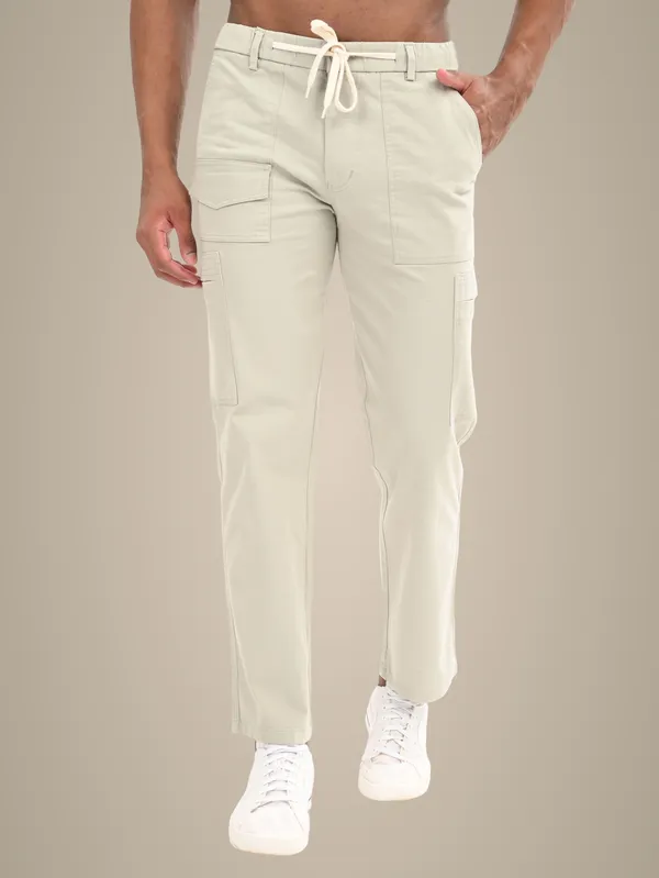 White_Premium_Cotton_Solid_Cargo_For_Men
