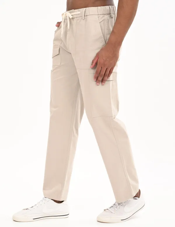 White_Premium_Cotton_Solid_Cargo_For_Men