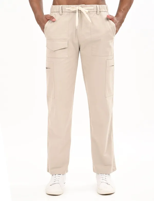 White_Premium_Cotton_Solid_Cargo_For_Men