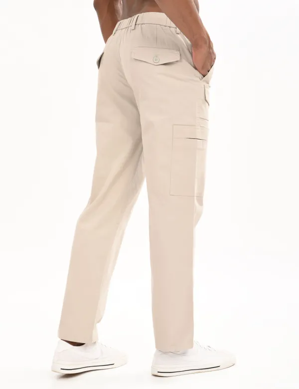White_Premium_Cotton_Solid_Cargo_For_Men
