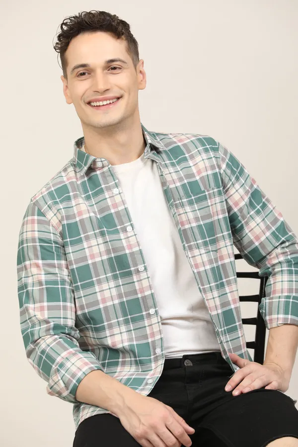 Light_Green_Premium_Cotton_Blend_Checkered_Shirt_For_Men
