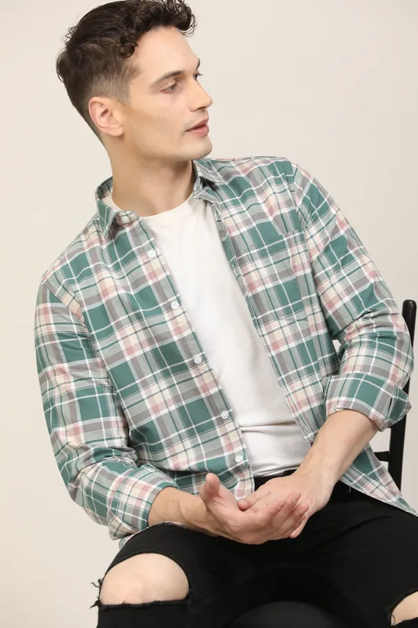 Light_Green_Premium_Cotton_Blend_Checkered_Shirt_For_Men