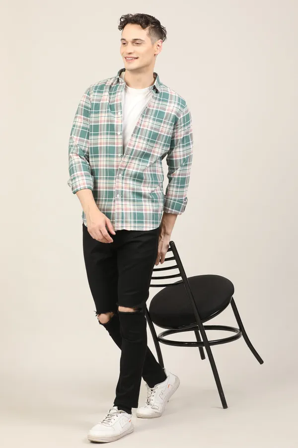 Light_Green_Premium_Cotton_Blend_Checkered_Shirt_For_Men
