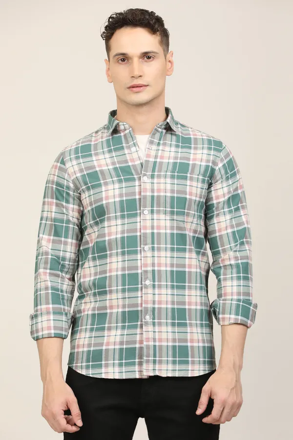 Light_Green_Premium_Cotton_Blend_Checkered_Shirt_For_Men