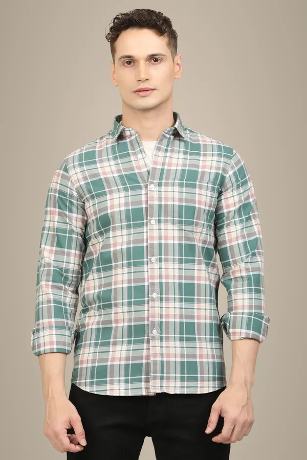 Light_Green_Premium_Cotton_Blend_Checkered_Shirt_For_Men