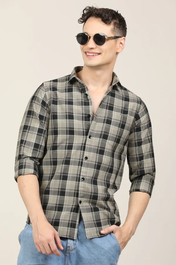 Black_Premium_Cotton_Blend_Checkered_Shirt_For_Men