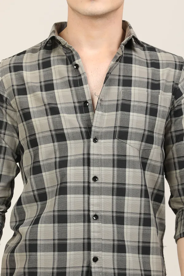 Black_Premium_Cotton_Blend_Checkered_Shirt_For_Men