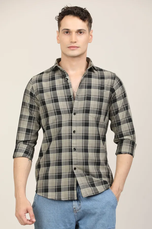 Black_Premium_Cotton_Blend_Checkered_Shirt_For_Men