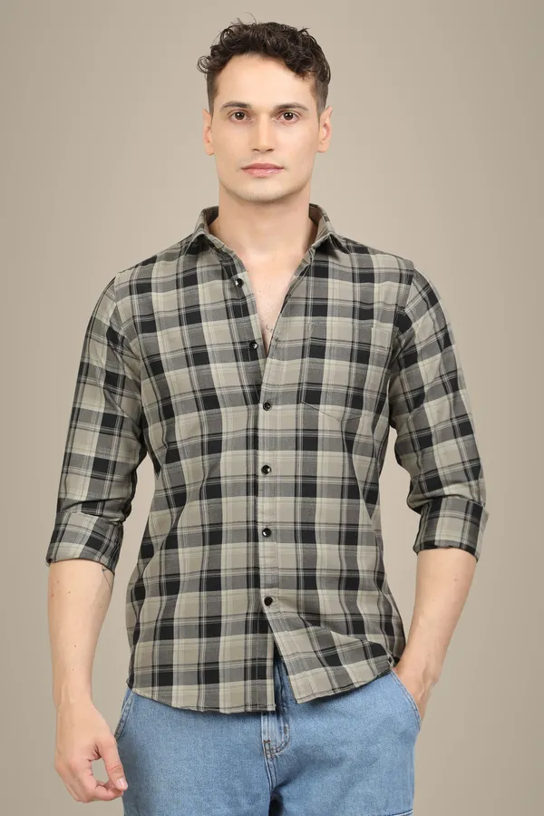 Black_Premium_Cotton_Blend_Checkered_Shirt_For_Men