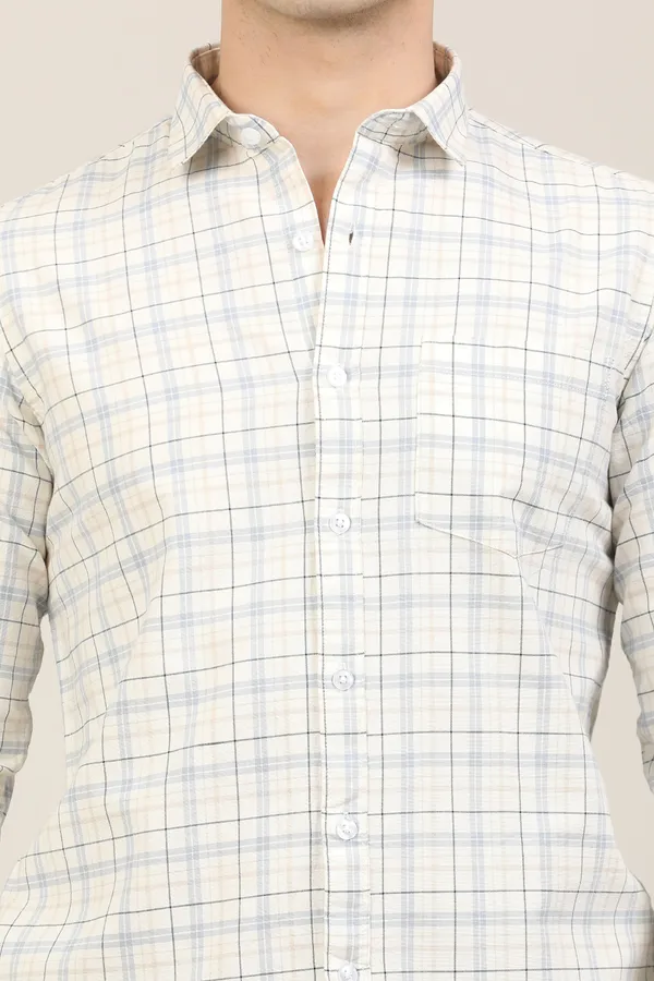 White_Premium_Cotton_Blend_Checkered_Shirt_For_Men