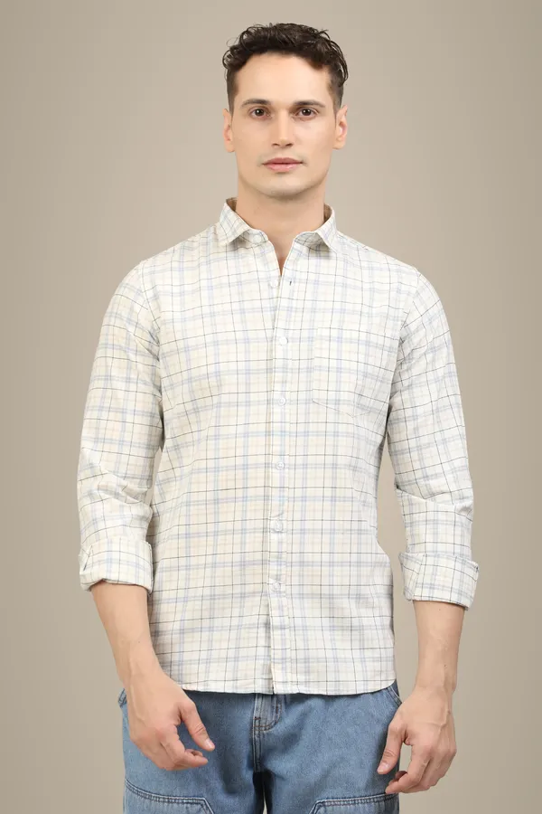 White_Premium_Cotton_Blend_Checkered_Shirt_For_Men