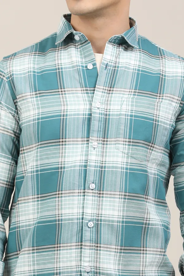 Light_Blue_&_White_Premium_Cotton_Blend_Checkered_Shirt_For_Men