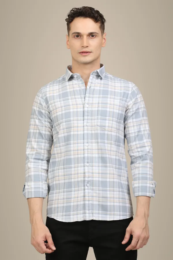 Light_Blue_Premium_Cotton_Blend_Checkered_Shirt_For_Men