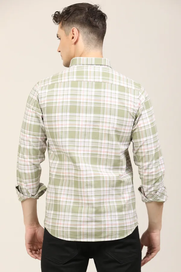 Green_Premium_Cotton_Blend_Checkered_Shirt_For_Men