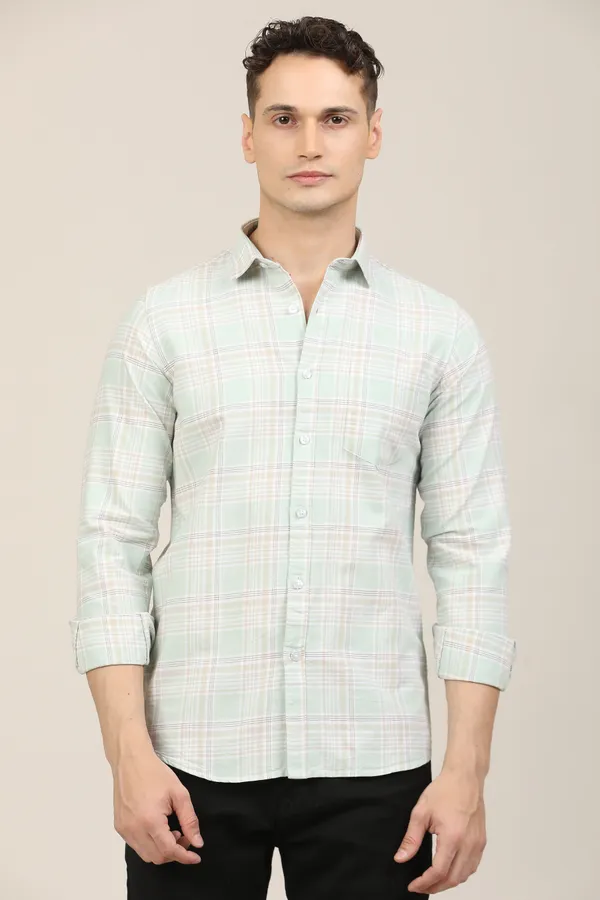 Light_Green_Premium_Cotton_Blend_Checkered_Shirt_For_Men
