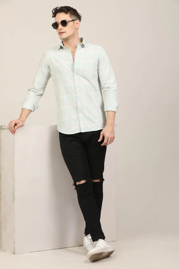 Light_Green_Premium_Cotton_Blend_Checkered_Shirt_For_Men