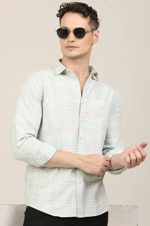 Light_Green_Premium_Cotton_Blend_Checkered_Shirt_For_Men