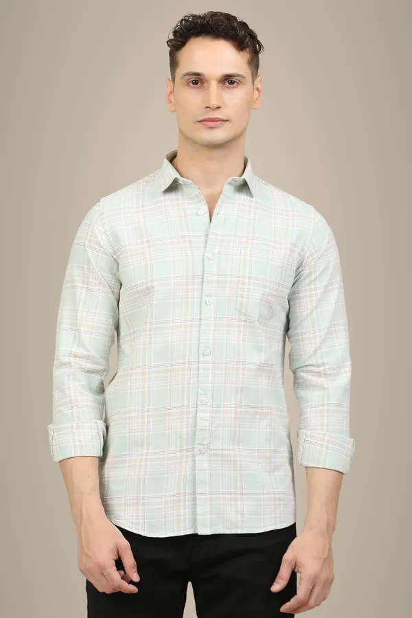 Light_Green_Premium_Cotton_Blend_Checkered_Shirt_For_Men