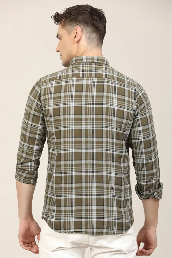 Dark_Green_Premium_Cotton_Blend_Checkered_Shirt_For_Men
