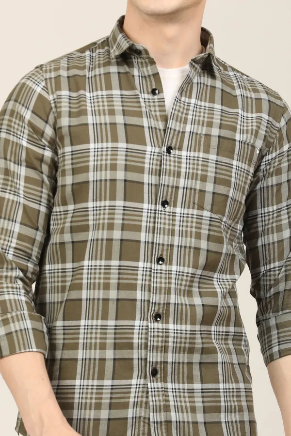 Dark_Green_Premium_Cotton_Blend_Checkered_Shirt_For_Men