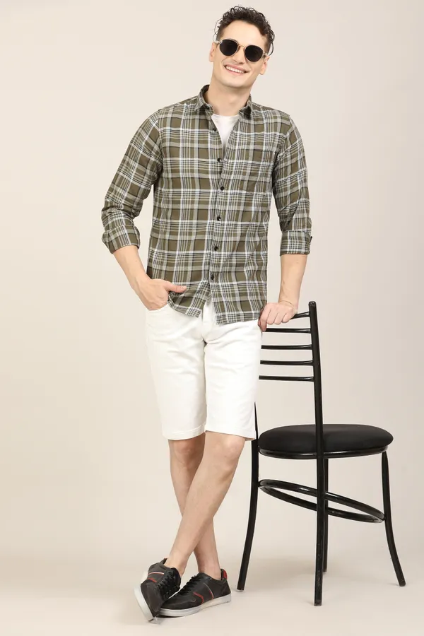 Dark_Green_Premium_Cotton_Blend_Checkered_Shirt_For_Men