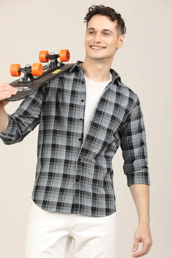 Black_Premium_Cotton_Blend_Checkered_Shirt_For_Men