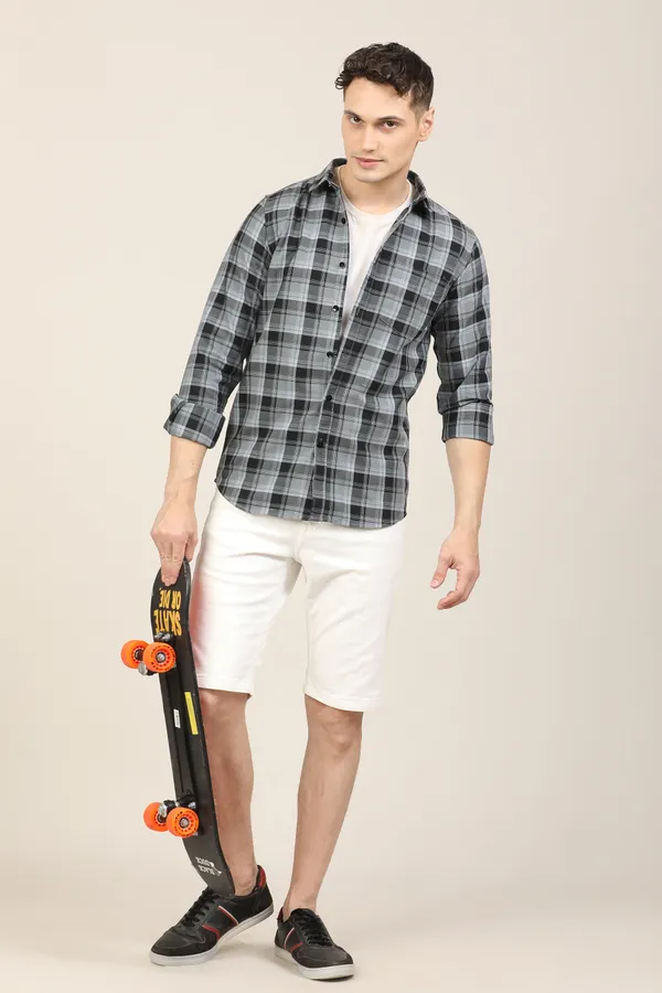 Black_Premium_Cotton_Blend_Checkered_Shirt_For_Men