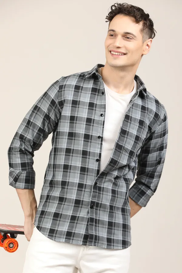 Black_Premium_Cotton_Blend_Checkered_Shirt_For_Men