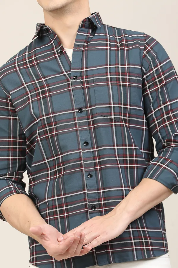 Grey_Premium_Cotton_Blend_Checkered_Shirt_For_Men
