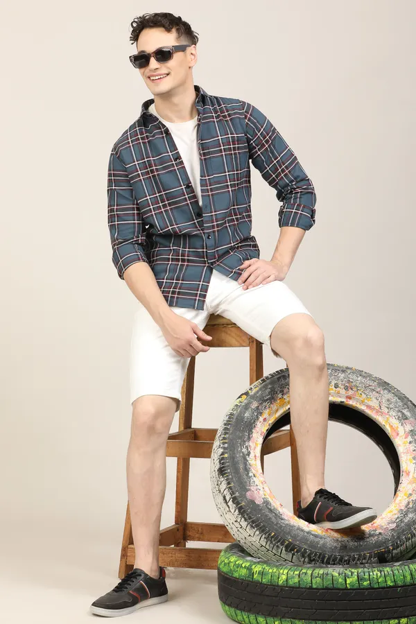 Grey_Premium_Cotton_Blend_Checkered_Shirt_For_Men