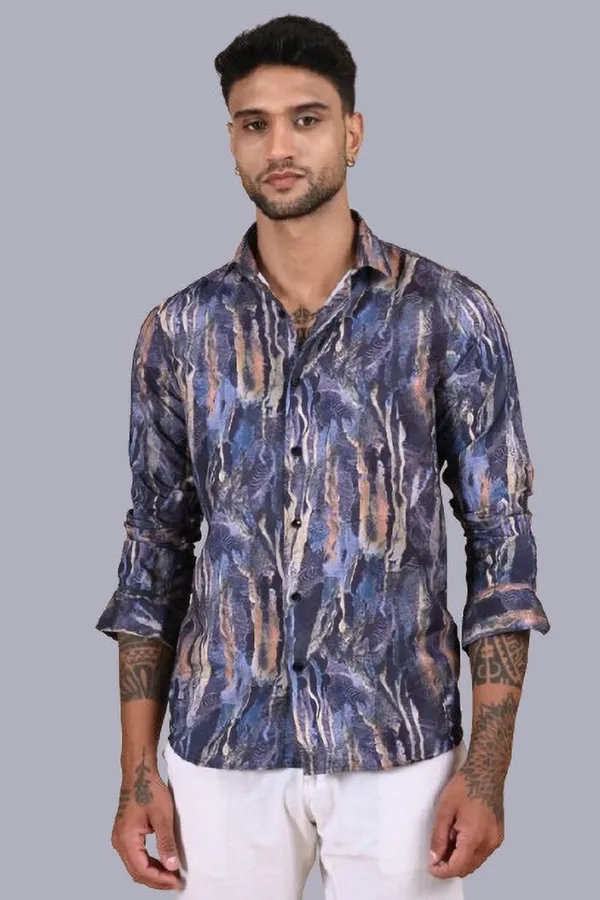 Blue_Premium_Satin_Printed_Shirt_For_Men