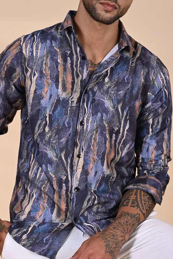 Blue_Premium_Satin_Printed_Shirt_For_Men