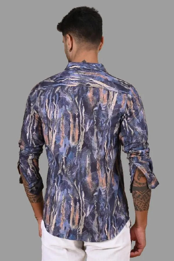 Blue_Premium_Satin_Printed_Shirt_For_Men