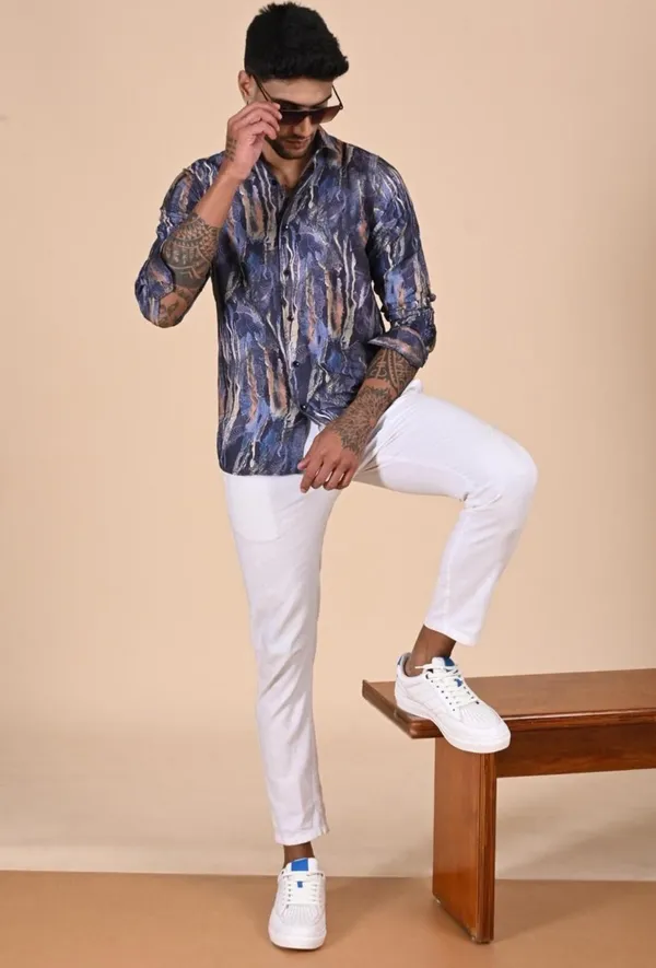 Blue_Premium_Satin_Printed_Shirt_For_Men