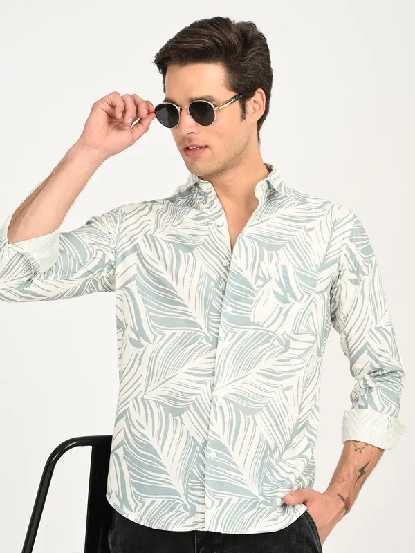 Blue_Premium_Pure_Cotton_Printed_Shirt_For_Men