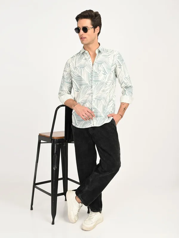 Blue_Premium_Pure_Cotton_Printed_Shirt_For_Men