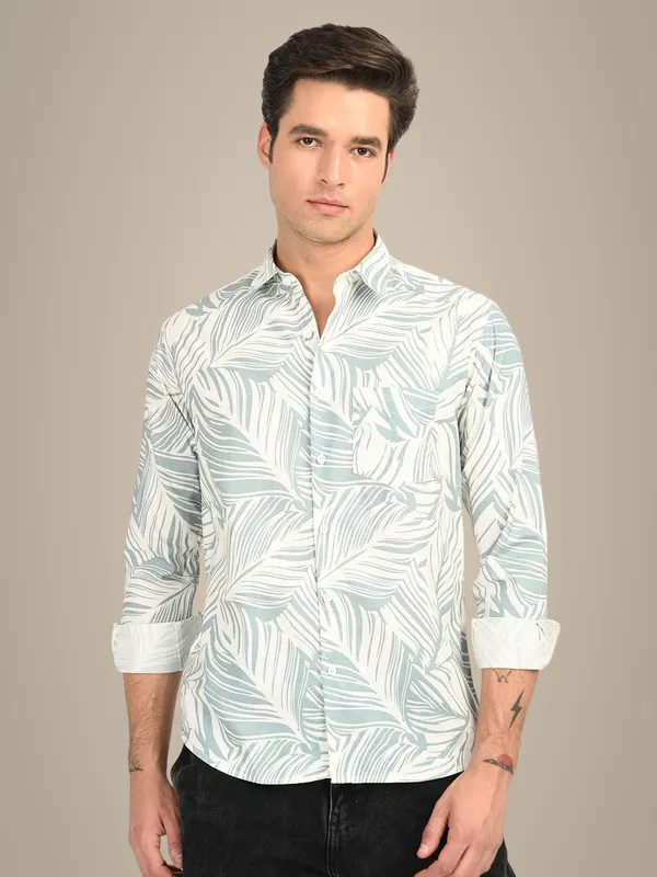 Blue_Premium_Pure_Cotton_Printed_Shirt_For_Men