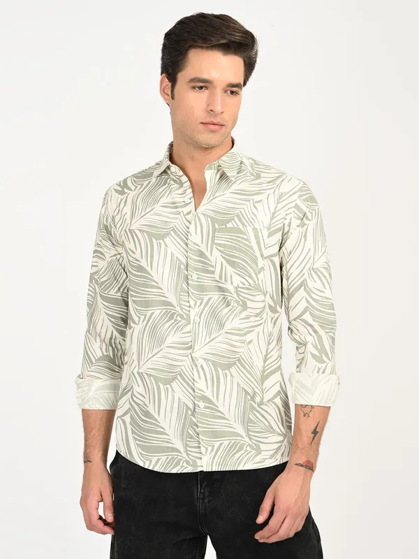 Green_Premium_Pure_Cotton_Printed_Shirt_For_Men