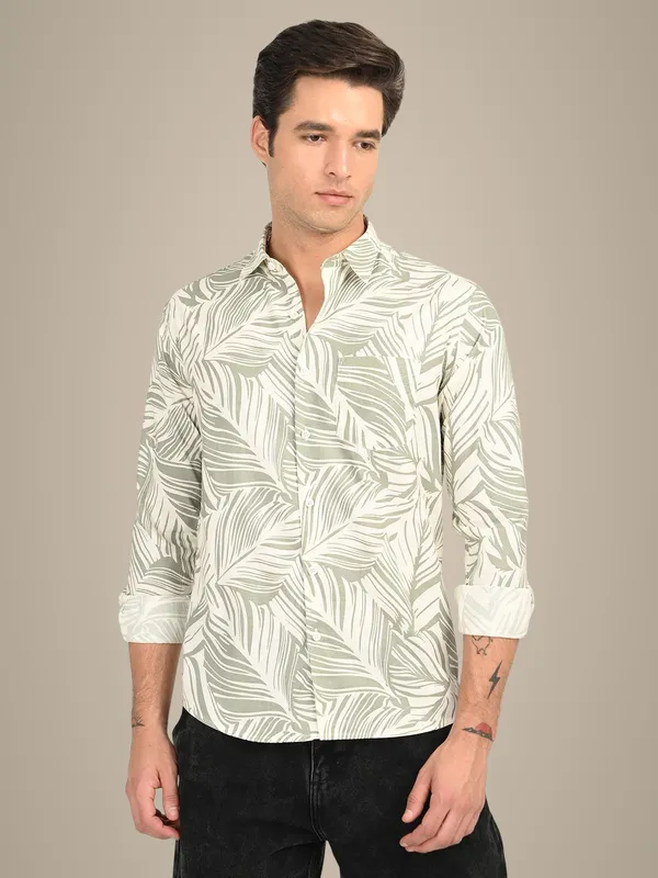Green_Premium_Pure_Cotton_Printed_Shirt_For_Men