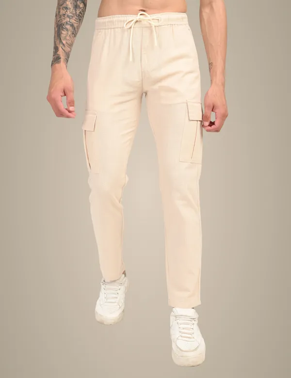 Beige_Premium_Linen_Solid_Cargo_For_Men