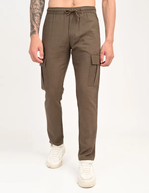 Brown_Premium_Linen_Solid_Cargo_For_Men