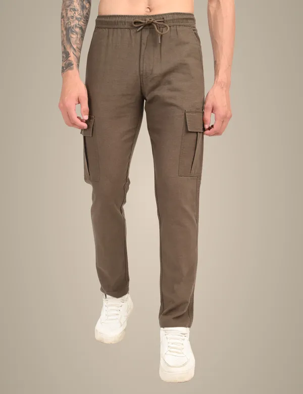 Brown_Premium_Linen_Solid_Cargo_For_Men