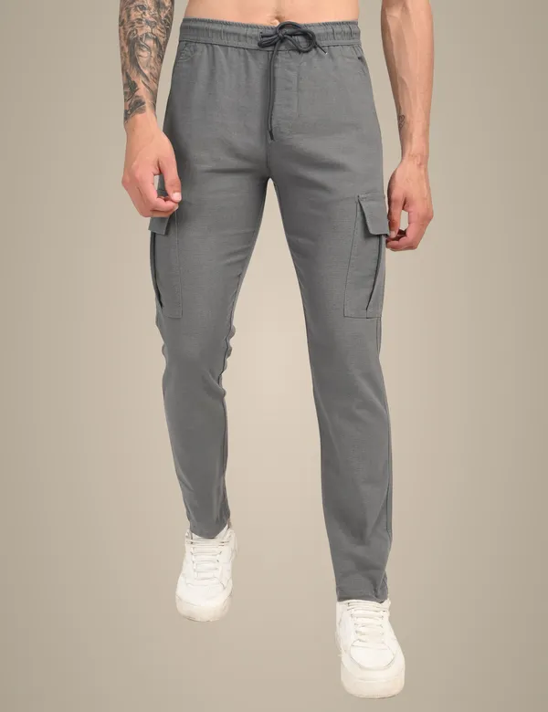 Grey_Premium_Linen_Solid_Cargo_For_Men