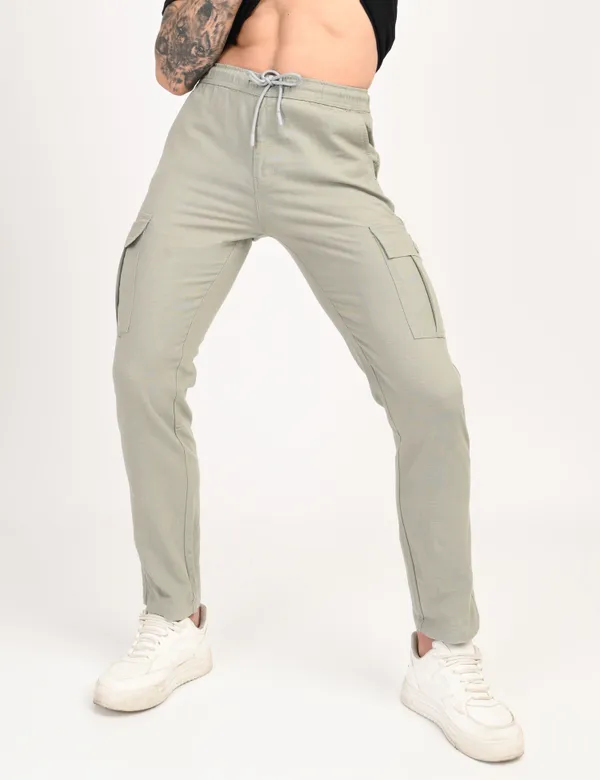 Beige_Premium_Linen_Solid_Cargo_For_Men