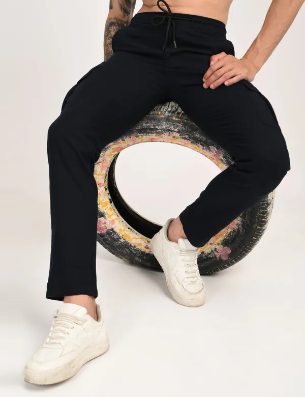 Black_Premium_Linen_Solid_Cargo_For_Men