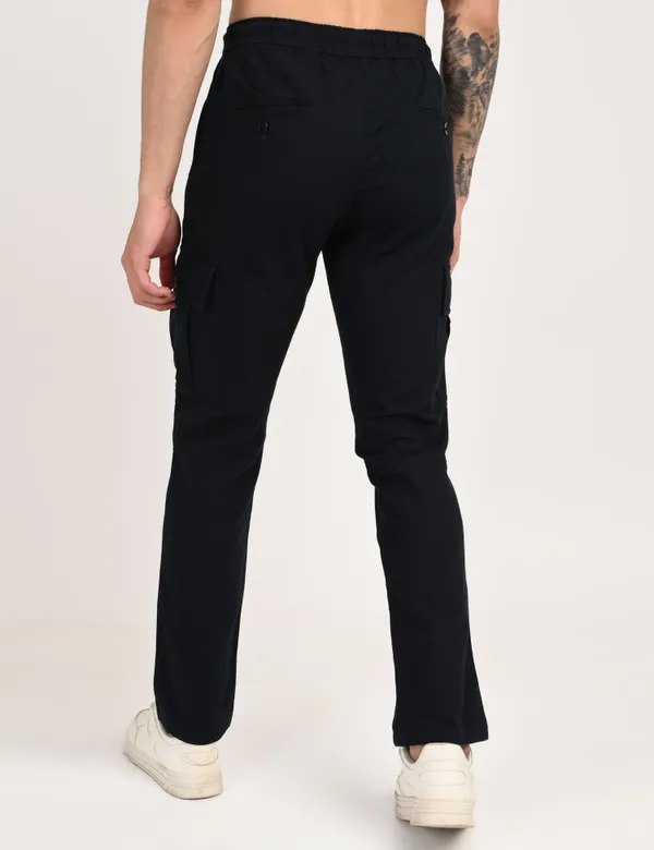 Black_Premium_Linen_Solid_Cargo_For_Men