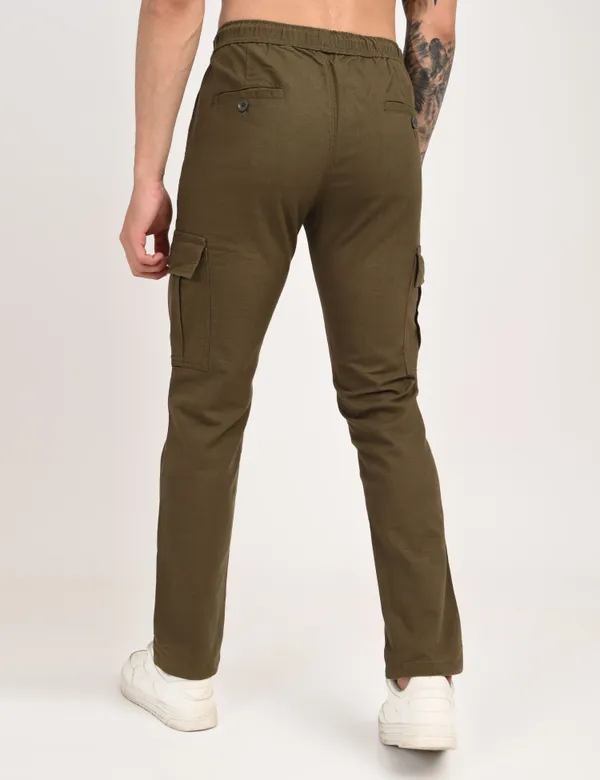 Dark_Green_Premium_Linen_Solid_Cargo_For_Men