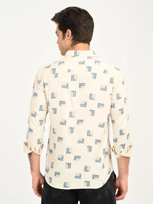 Blue_Premium_Pure_Cotton_Printed_Shirt_For_Men