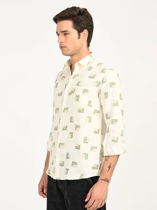 Green_Premium_Pure_Cotton_Printed_Shirt_For_Men