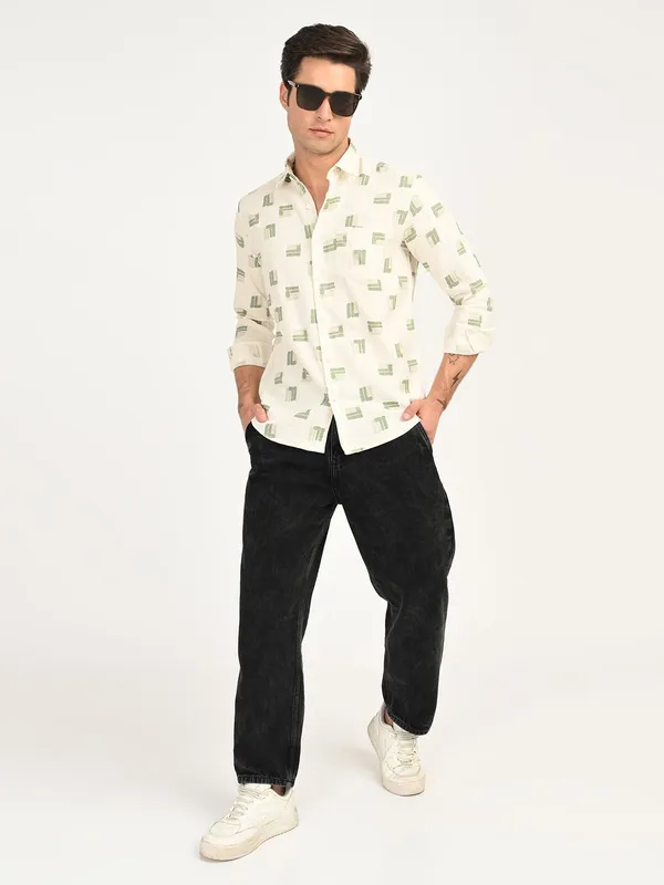 Green_Premium_Pure_Cotton_Printed_Shirt_For_Men